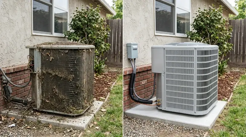 AC condenser service before after Palm Beach County