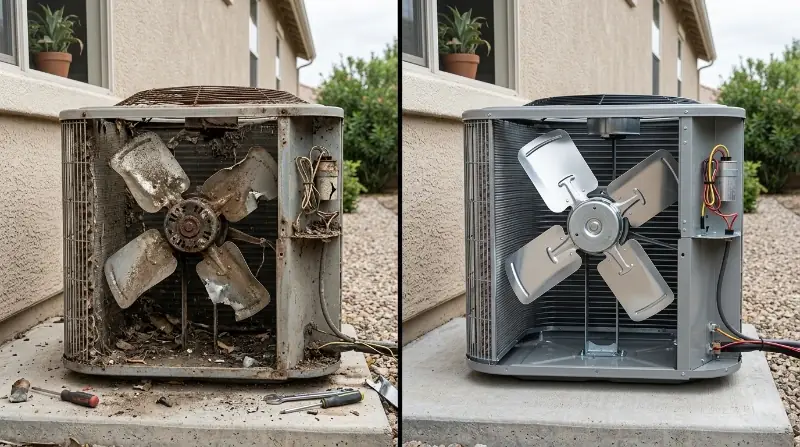 Fan motor replacement before after West Palm Beach